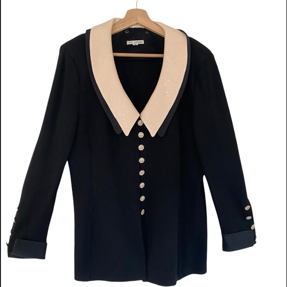 ST. JOHN EVENING Santana Knit Triple Style Rhinestone Button Cardigan Size 12 - Picture 2 of 16